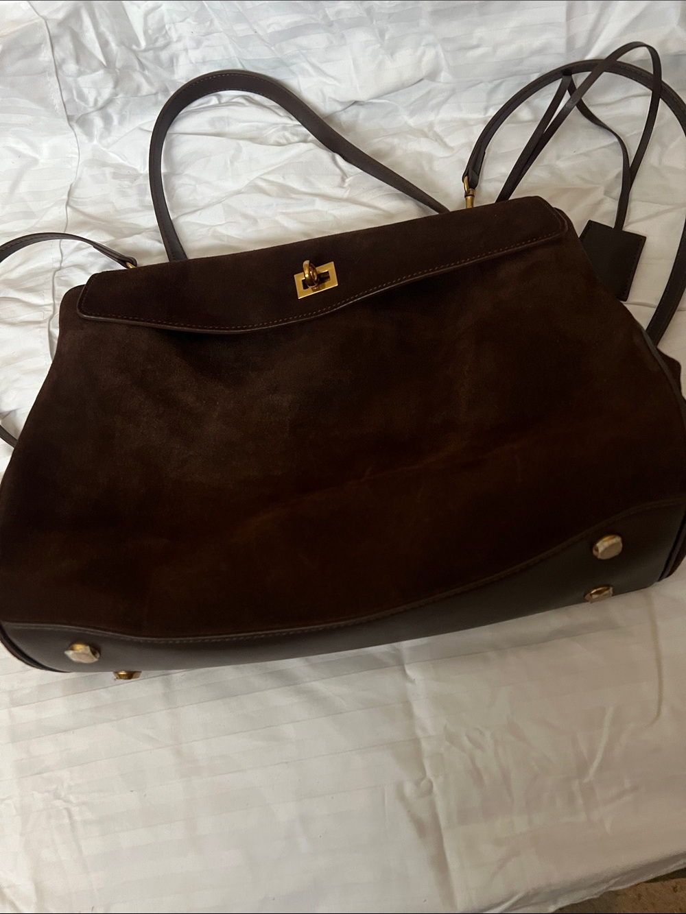 Etsy Classic Dark Brown Suede Top-Handle Bag